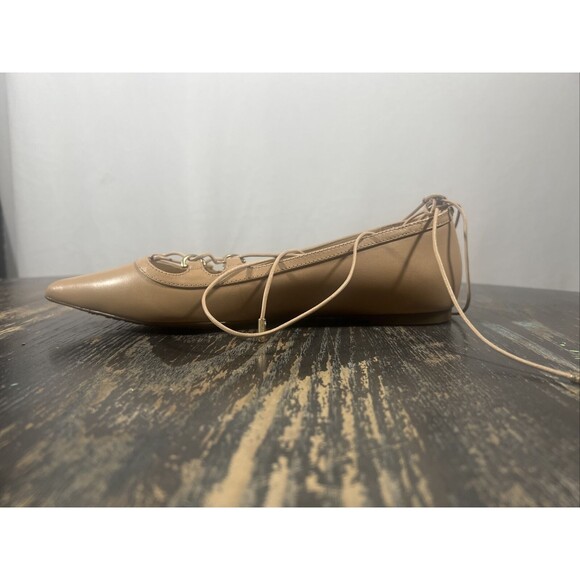 Michael Kors Ballet Flats Pointy Toe Nude Ankle Tie Lightly worn no box Size 7 - Picture 5 of 15